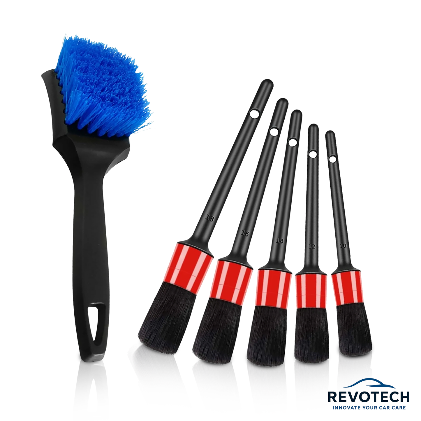 6-piece premium detailing brush set for vehicle preparation