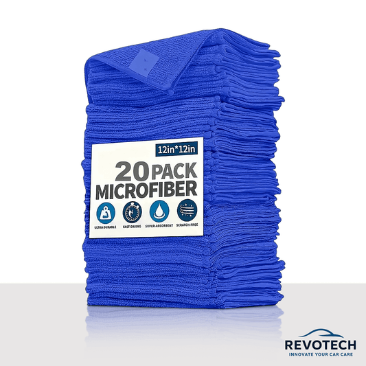 20er Pack blaue Mikrofasertücher 30x30 cm von Revotech – ultraweich und hochsaugfähig