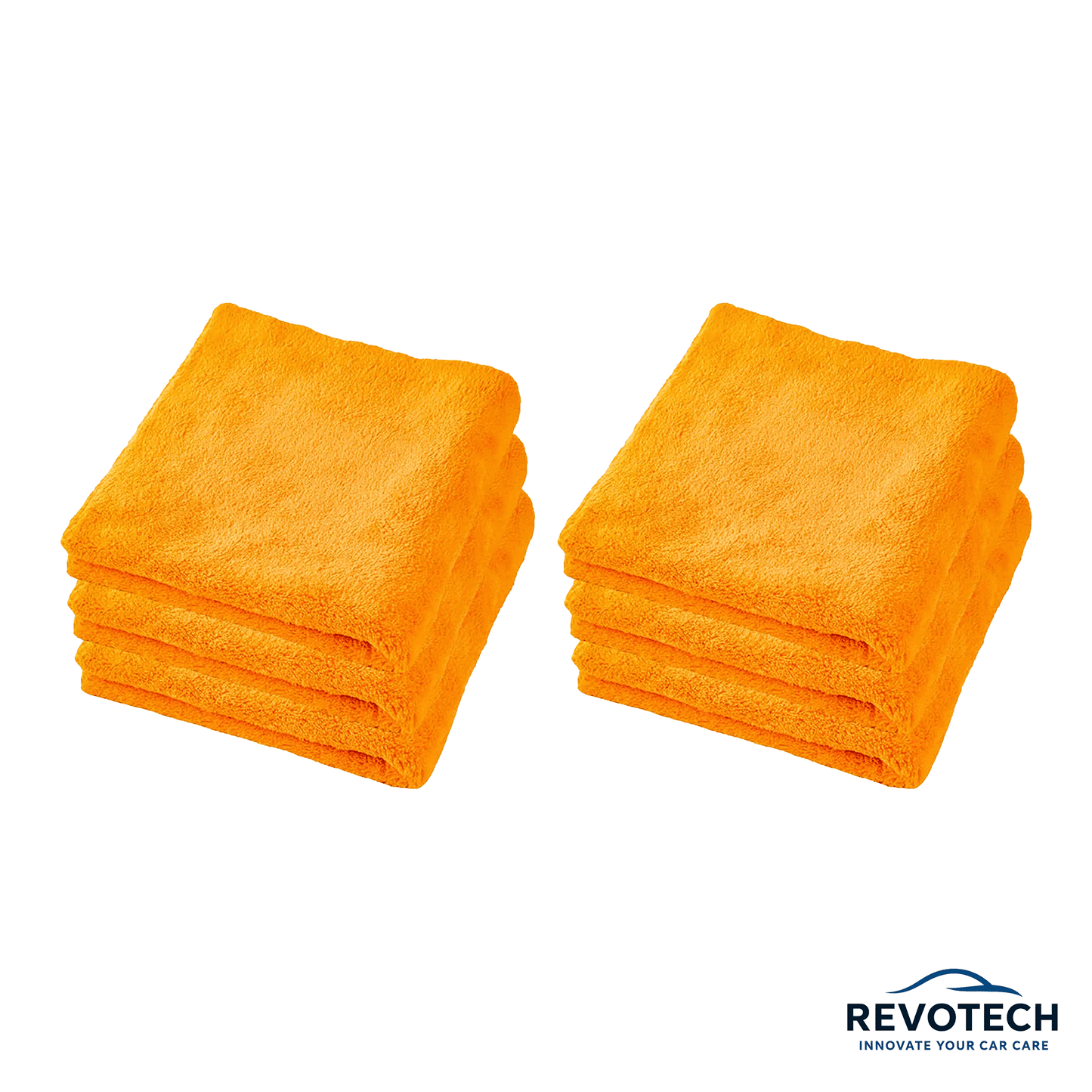 Sechs randlose Mikrofasertücher 40×40 cm, orange, fusselfrei für Politur und Trocknung