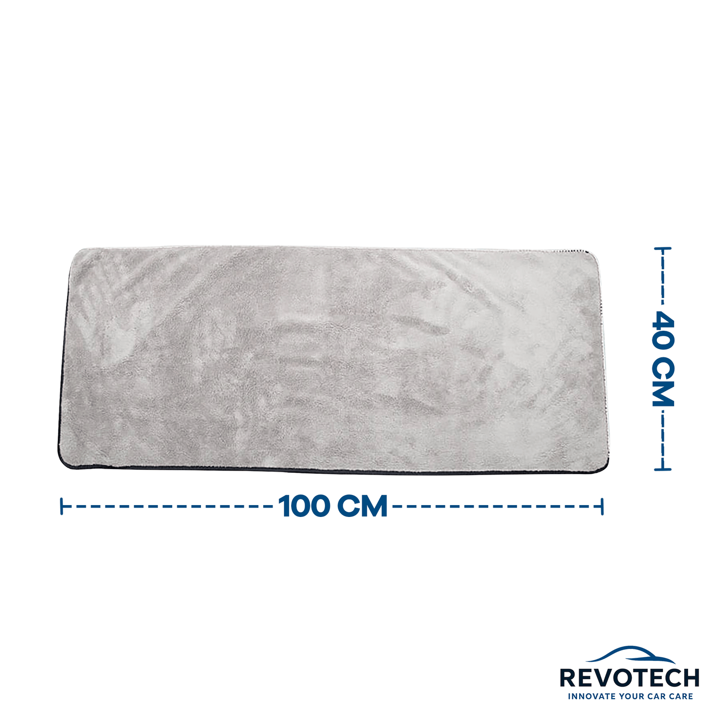 Premium Mikrofasertuch für Auto, 100x40 cm, Maßangabe, grau – Revotech