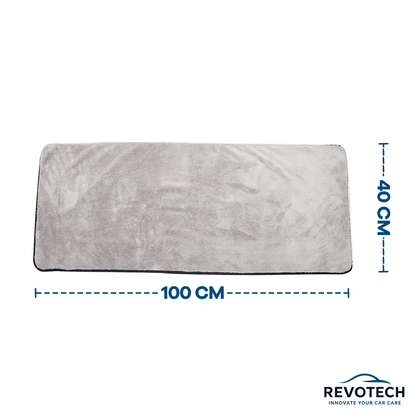 Premium Mikrofasertuch für Auto, 100x40 cm, Maßangabe, grau – Revotech