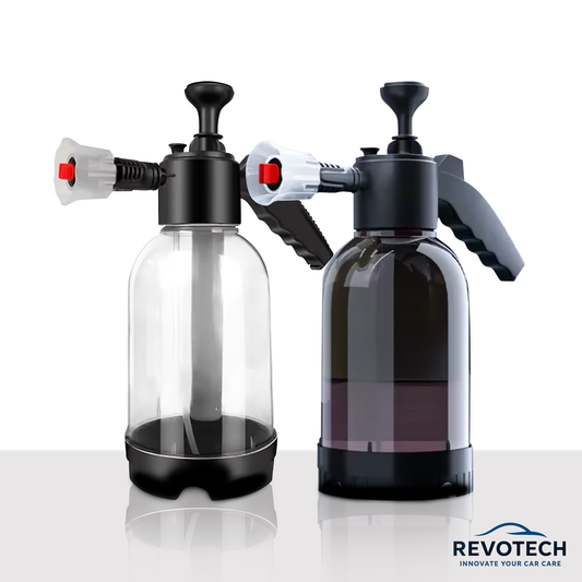 Revotech Premium Foam Sprayer, manueller Hochdruck-Schaumsprüher, Frontalansicht – 2-Liter-Tank für Autopflege