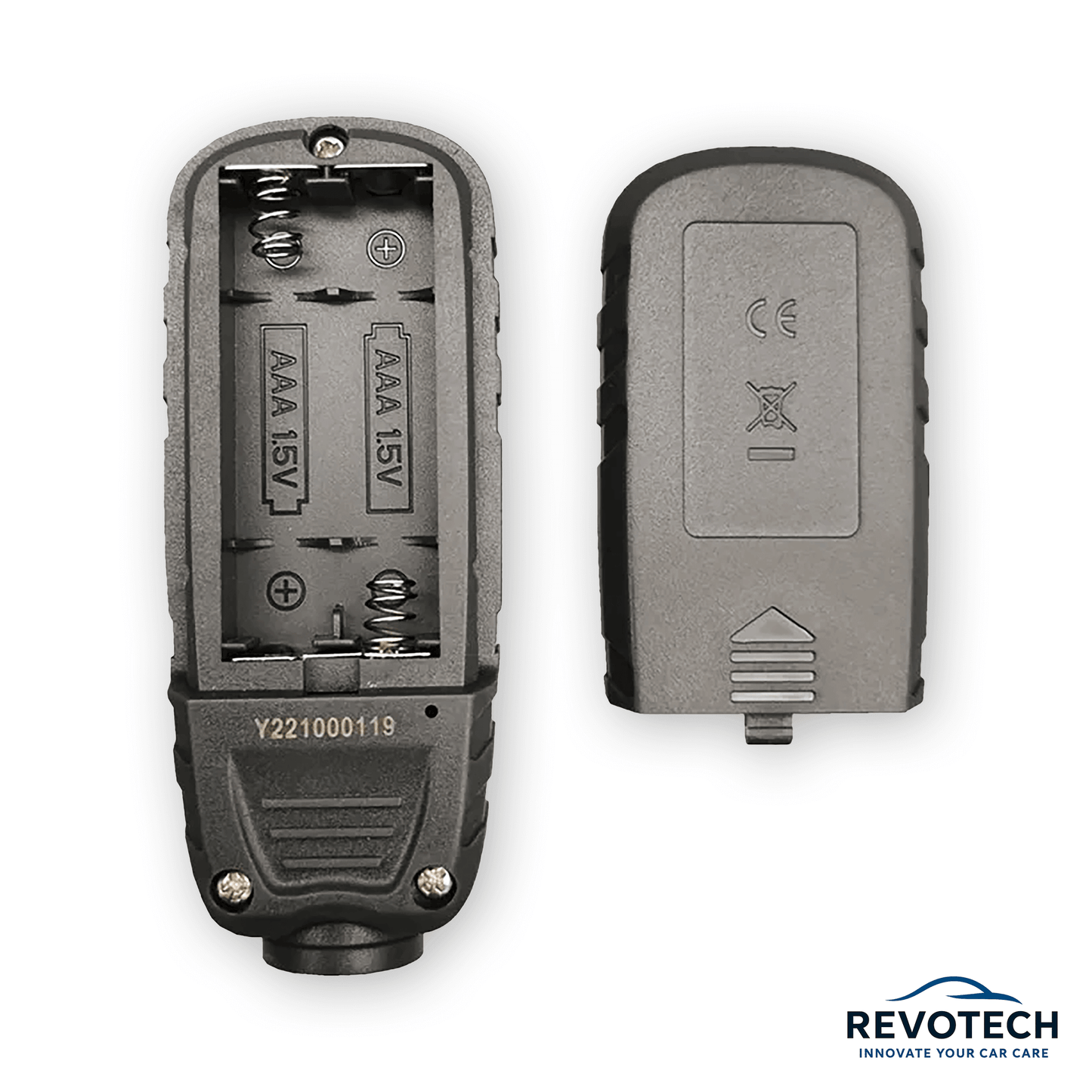 Yunombo YNB-100Pro Lackschichtdickenmesser, Rückansicht mit geöffnetem Batteriefach